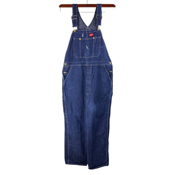 Dickies Denim Bib Overalls Workwear Jeans Mens 40 X 31 Blue Straight Leg - Picture 2 of 10
